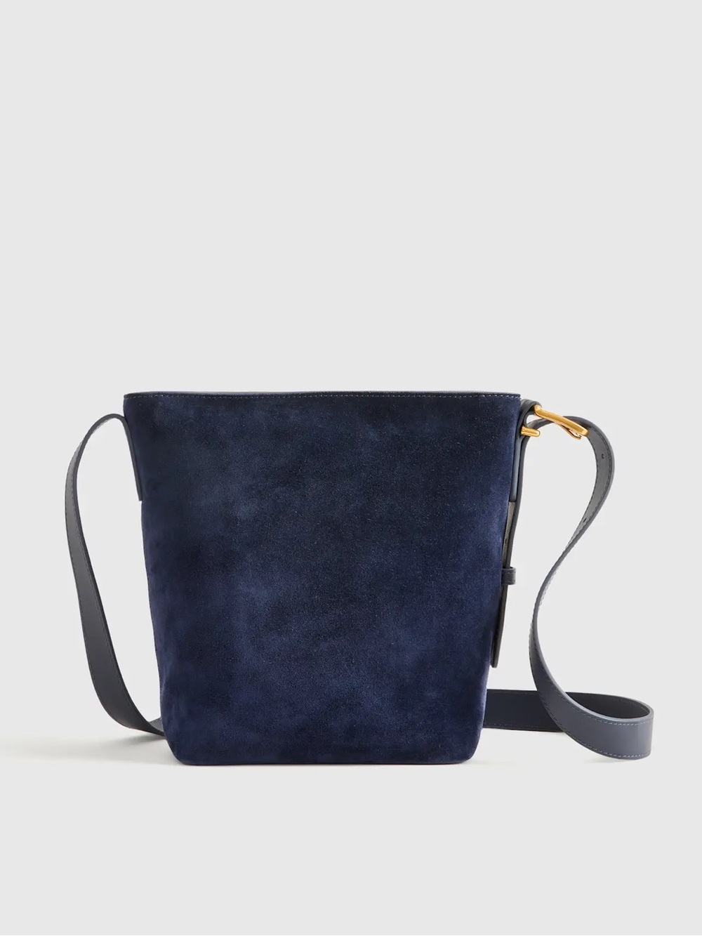 Quince Suede Bucket Crossbody Bag in Midnight Blue